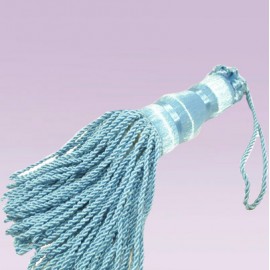 Borla grande lisa metalica azul cielo