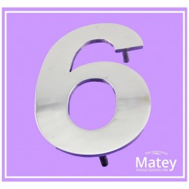 NUMERO SEIS EN ALUMINIO DE 20 CM.