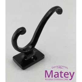 PERCHERO DOBLE BASE CUADRADA COLOR NEGRO.