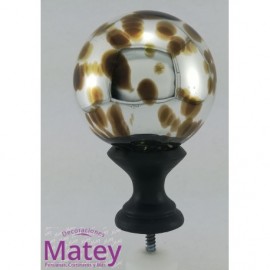 ESFERA CHICA DE VIDRIO MOTEADA CAFÉ ESPEJO.