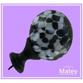 ESFERA GRANDE DE VIDRIO MOTA NEGRO BLANCO