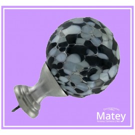 ESFERA GRANDE DE VIDRIO MOTA NEGRO BLANCO